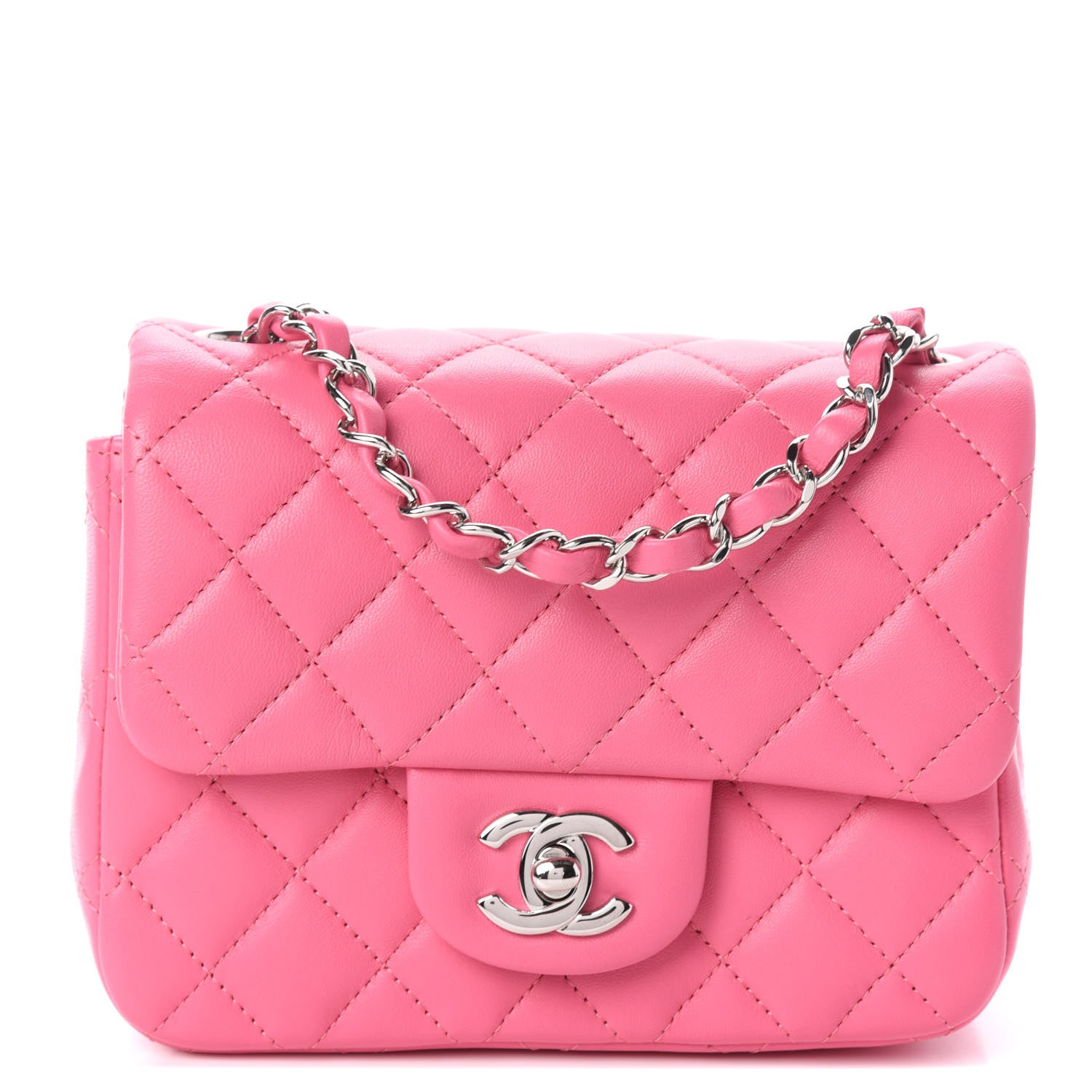Chanel Lambskin Quilted Mini Square Flap Pink 1 of 9