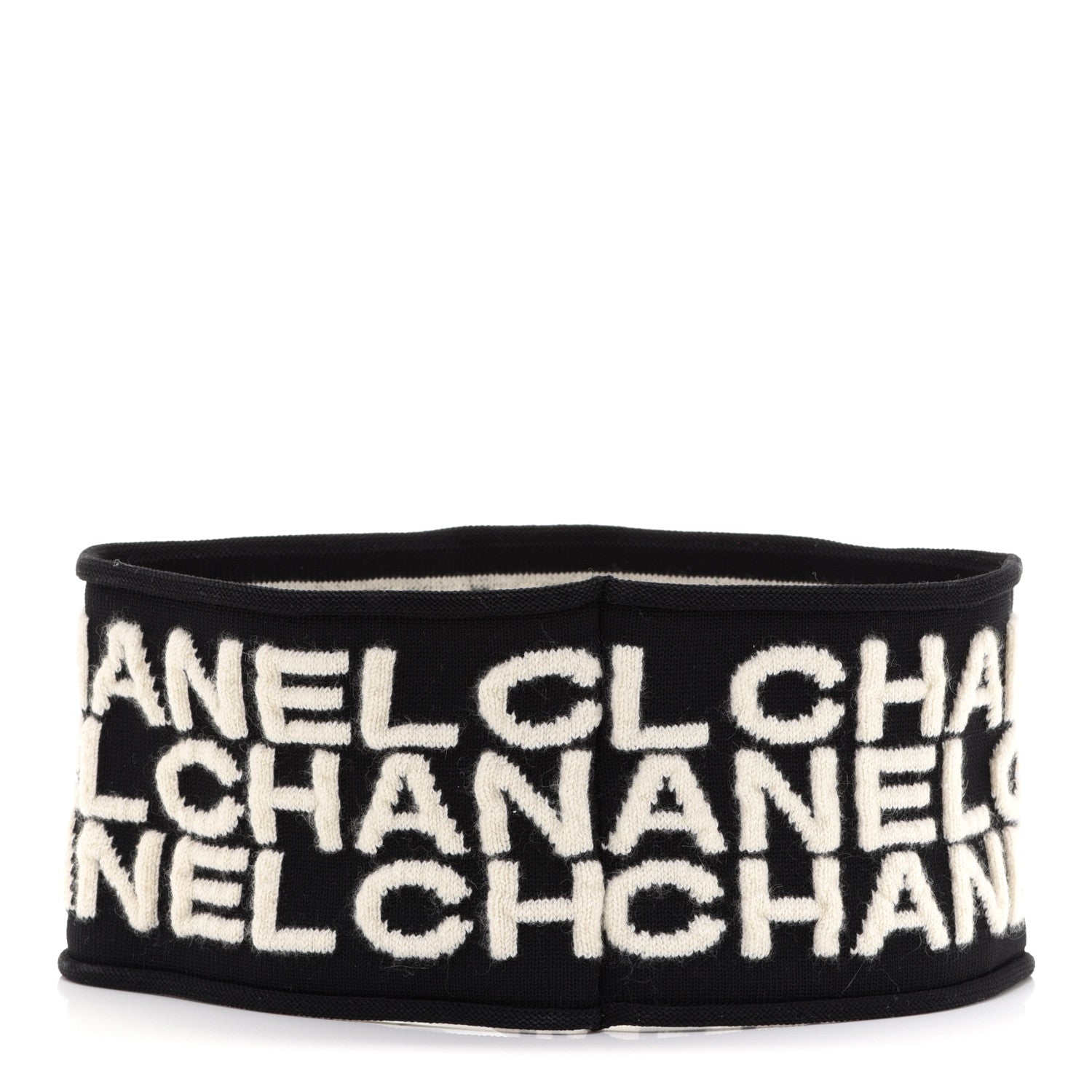 Chanel Cashmere Logo Headband Black White 3 of 7