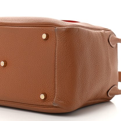 Hermes Taurillon Clemence Verso Lindy 30 Gold Rouge Tomate 9 of 9