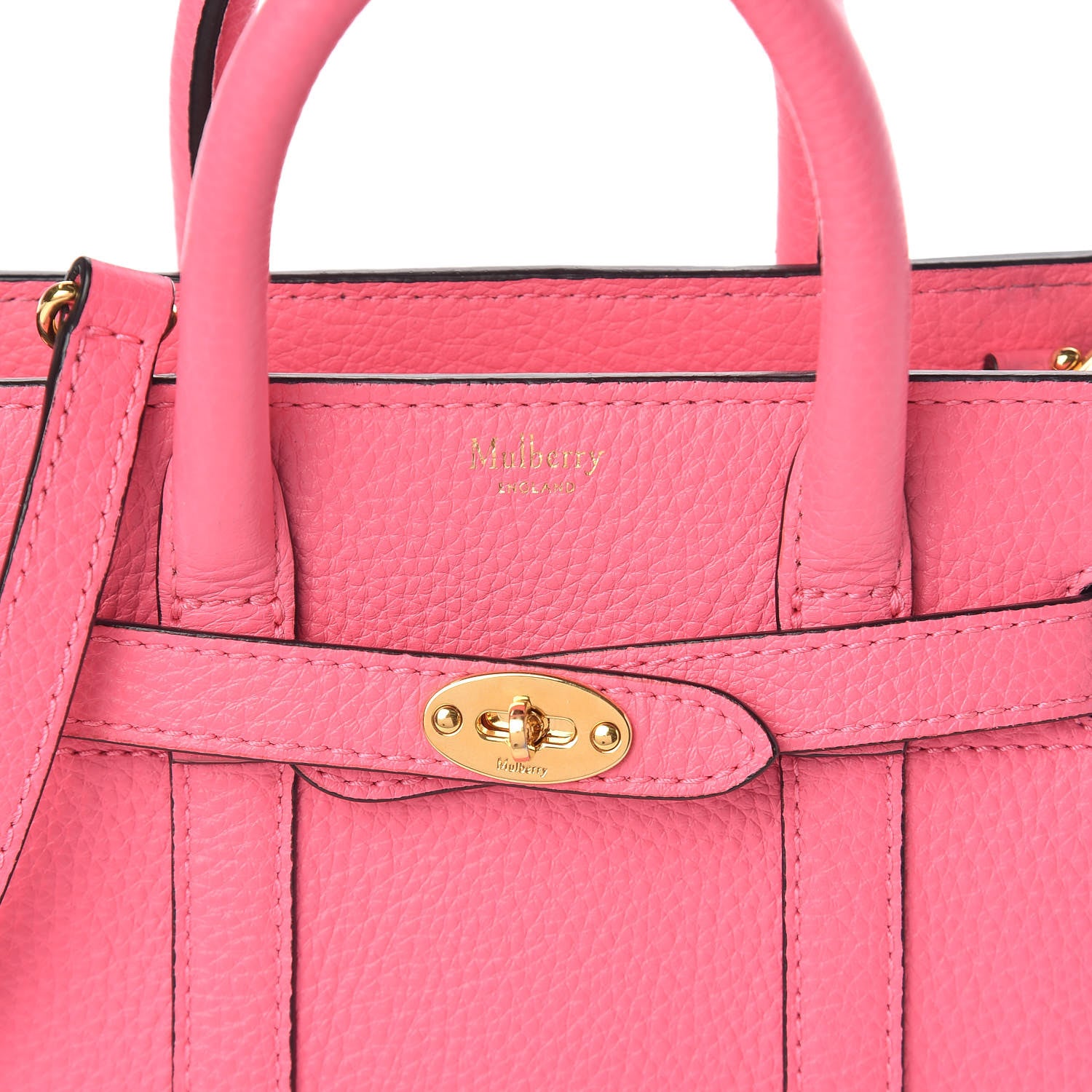 Mulberry Small Classic Grain Micro Zipped Bayswater Fluoro Pink 10 of 10