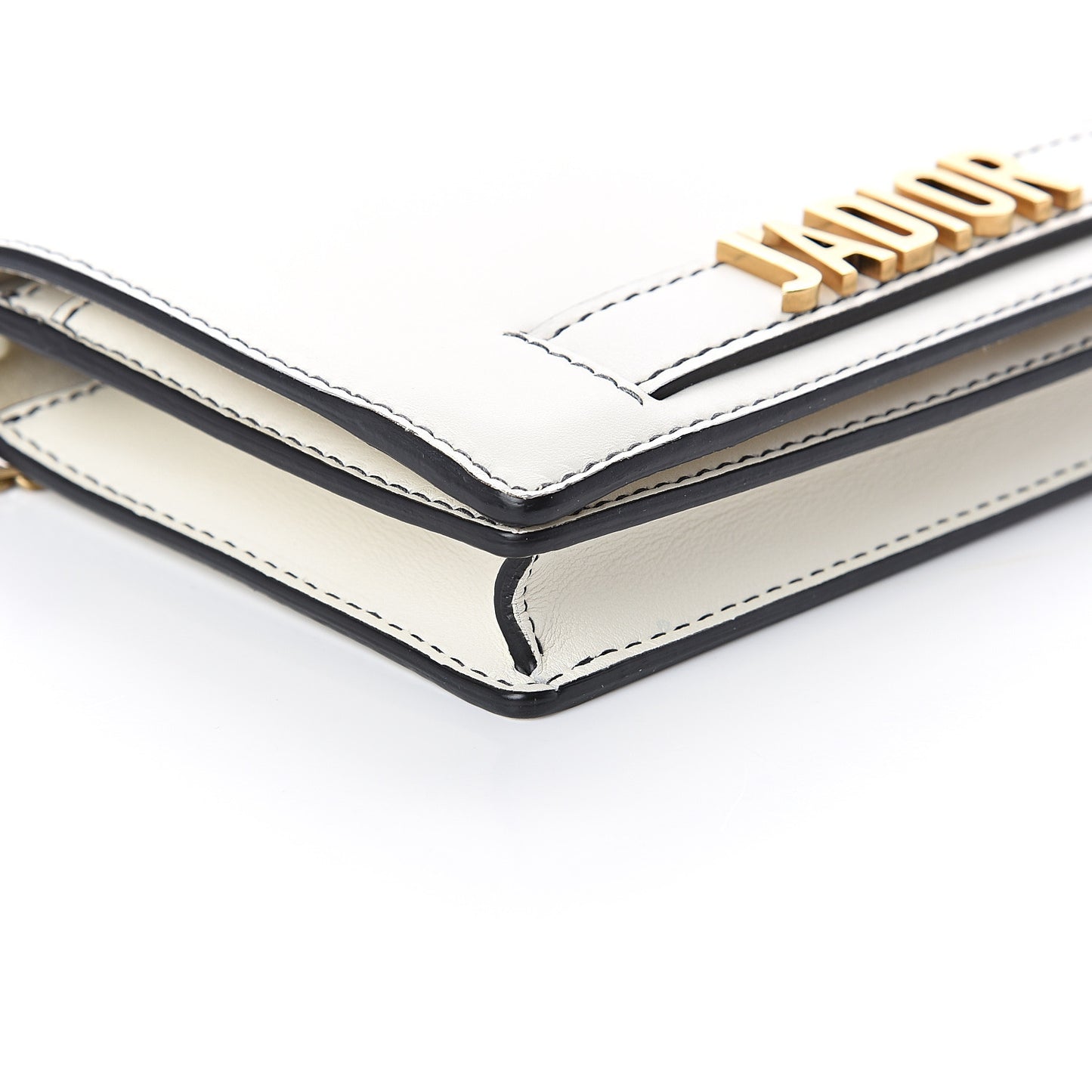 Calfskin J'Adior Wallet on Chain Pouch Off White