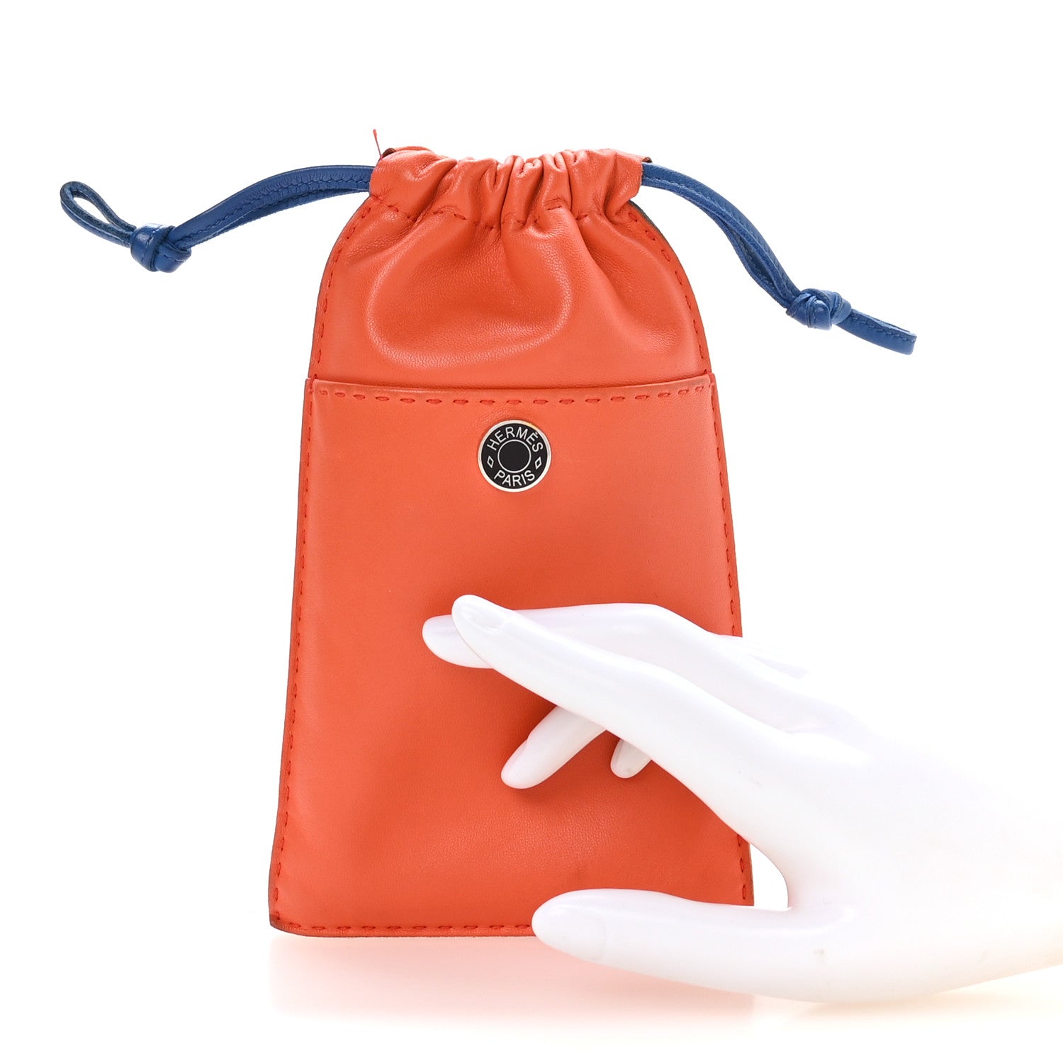 Hermes Milo Lambskin Swift Pilo Phone Case Orange Blue 2 of 8