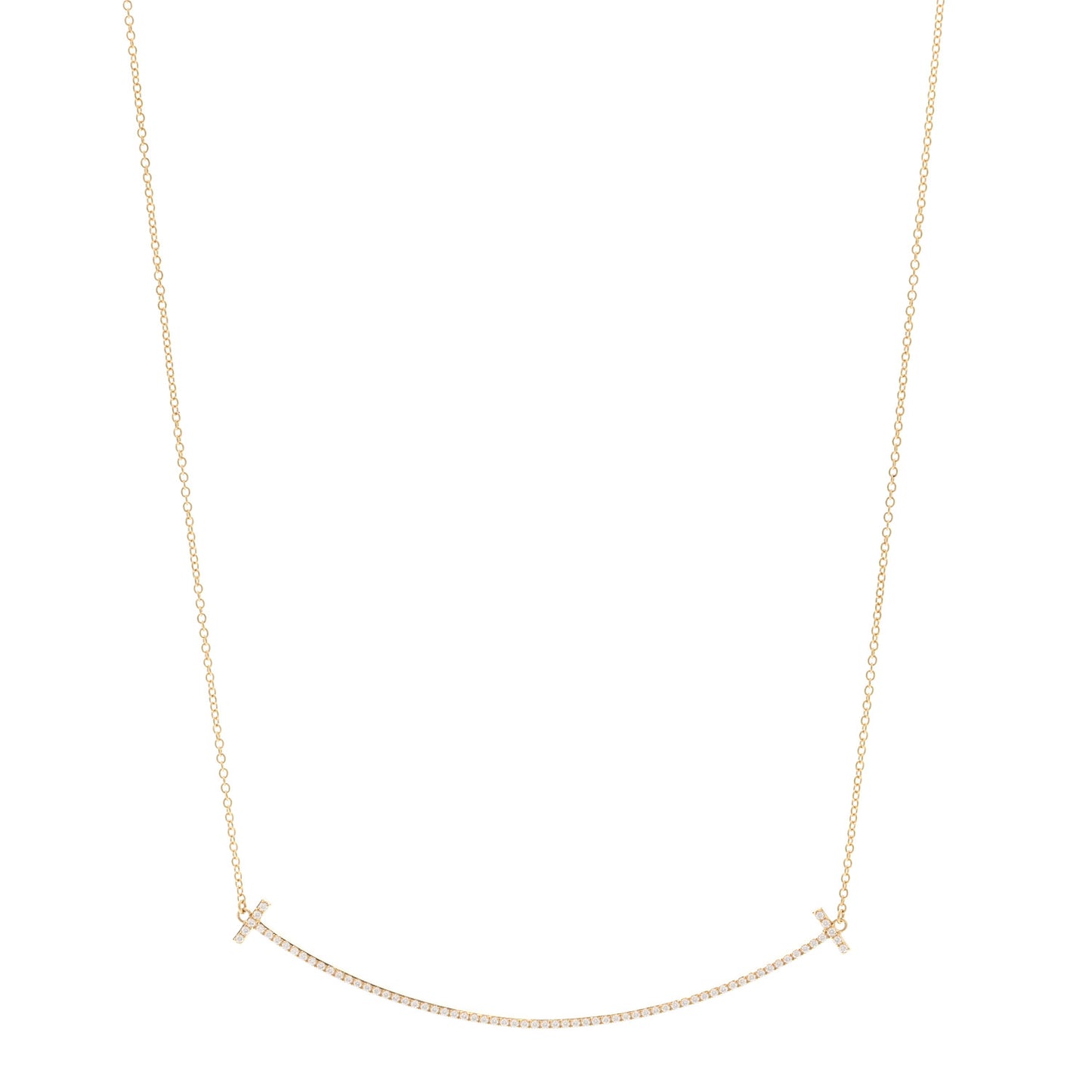 18K Yellow Gold Diamond Large T Smile Pendant Necklace