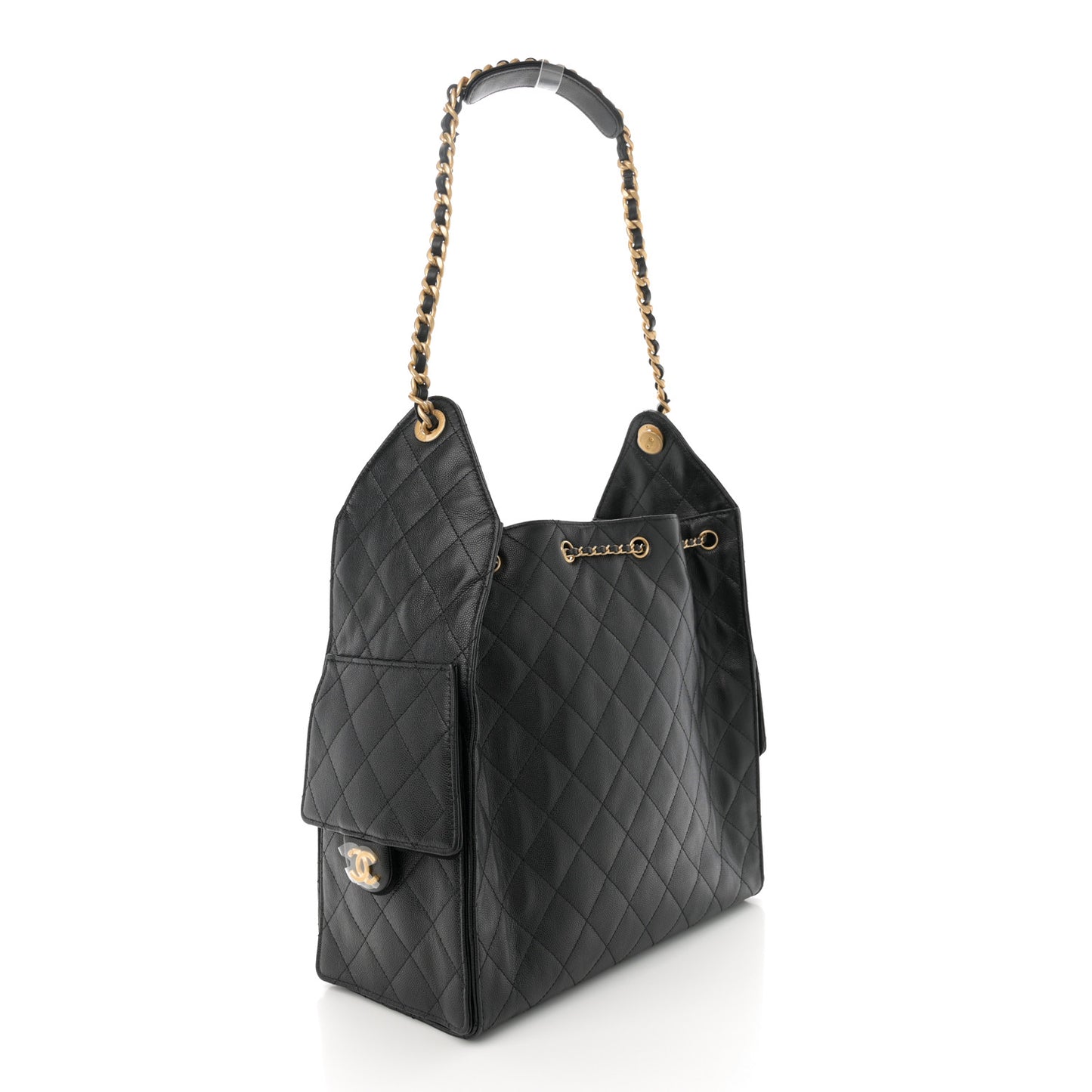 Caviar Quilted Medium Chanel 25 Handbag Black