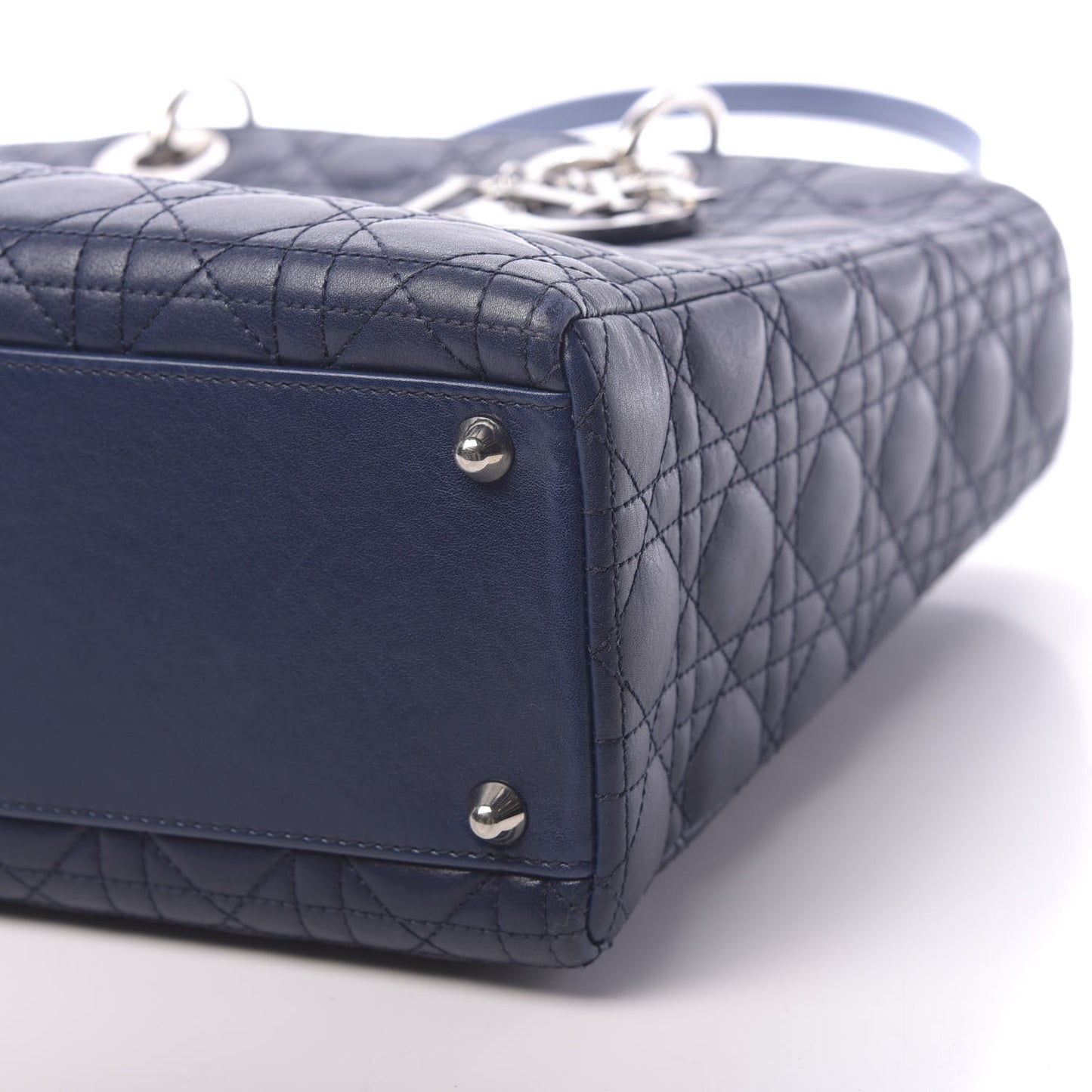 Lambskin Cannage Large Lady Dior Navy Blue