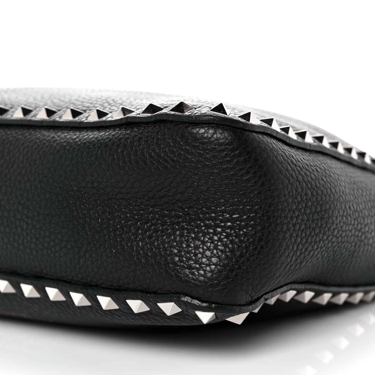 Pebbled Calfskin Small Rockstud Flip-Lock Messenger Bag Black