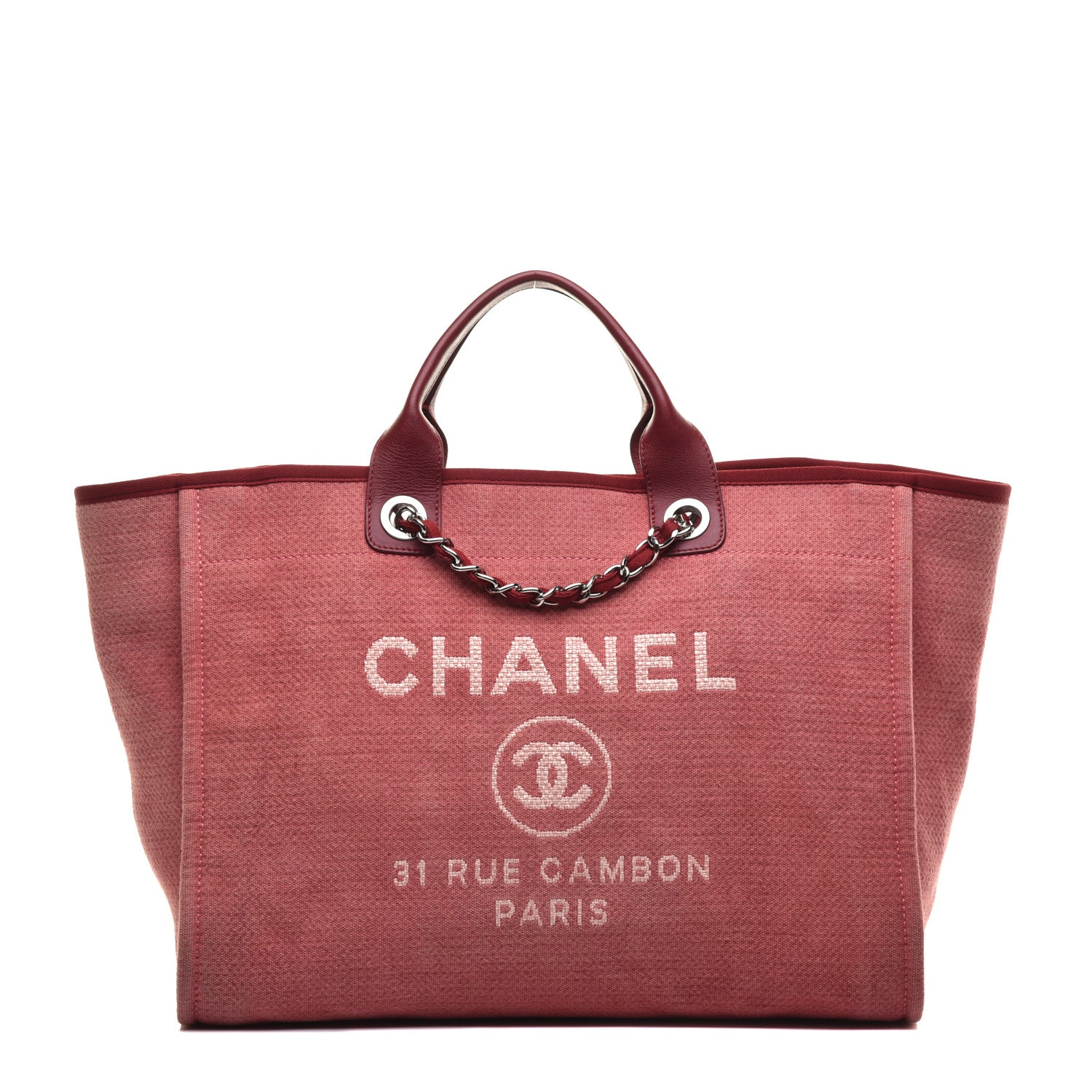 Chanel Canvas Large Deauville Tote Red 1 of 9