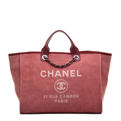 Chanel Canvas Large Deauville Tote Red 1 of 9