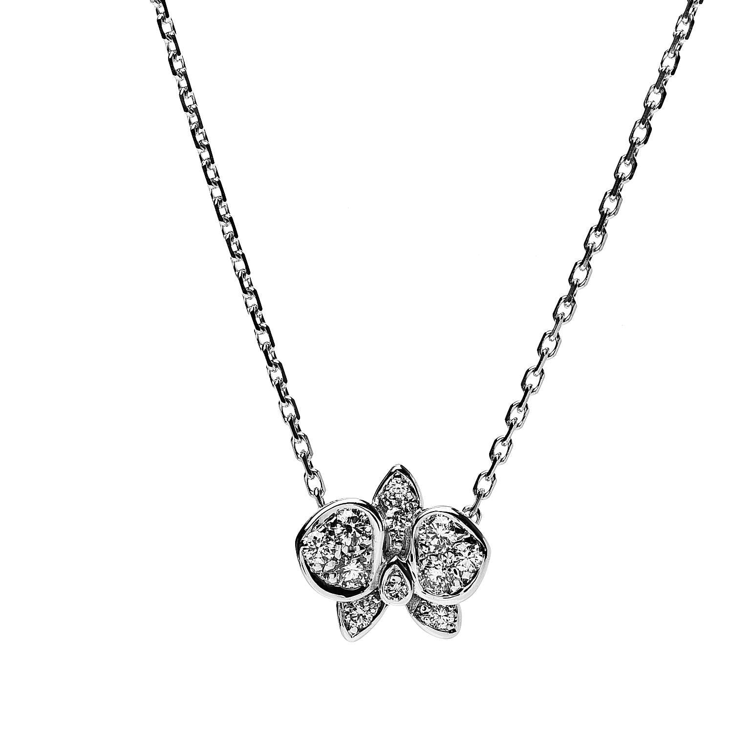 Cartier 18K White Gold Diamond Caresse D'Orchidees Par Necklace 6 of 6