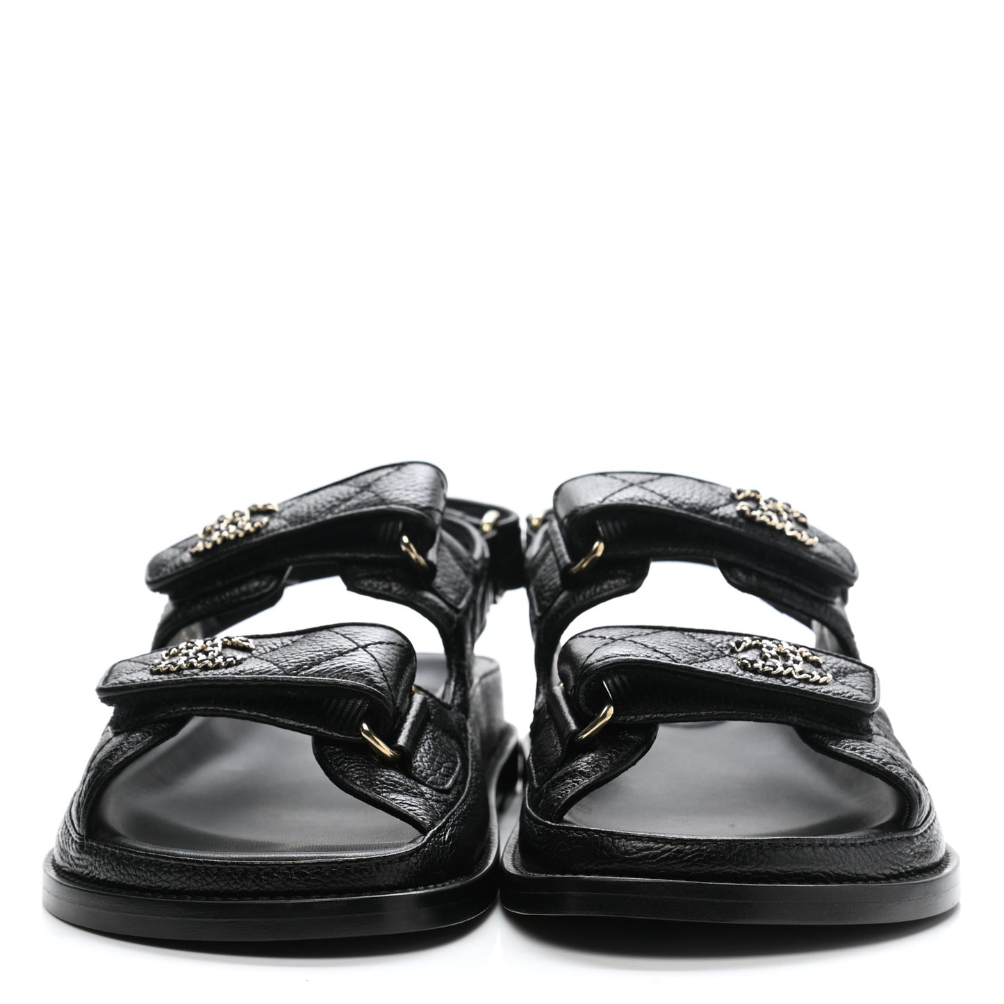 Grained Calfskin Velcro Dad Sandals 36.5 Black