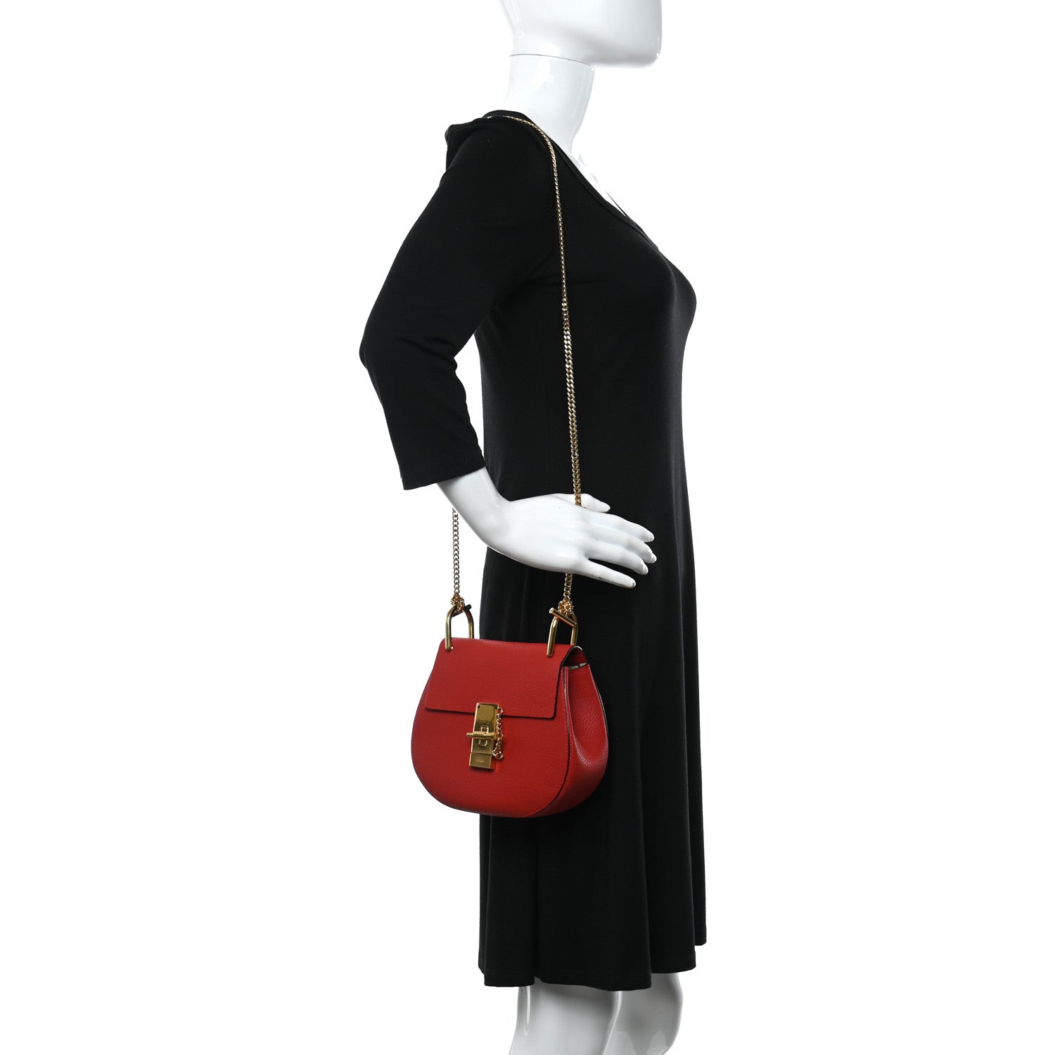 Chloe Grained Lambskin Drew Shoulder Bag Plaid Red 2 of 10