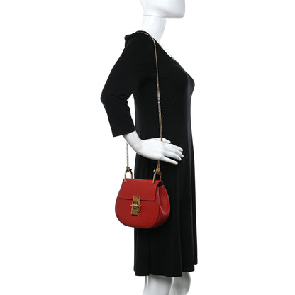 Chloe Grained Lambskin Drew Shoulder Bag Plaid Red 2 of 10