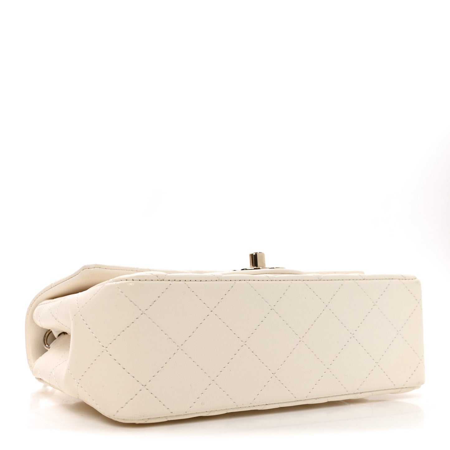 Lambskin Quilted Mini Rectangular Flap White