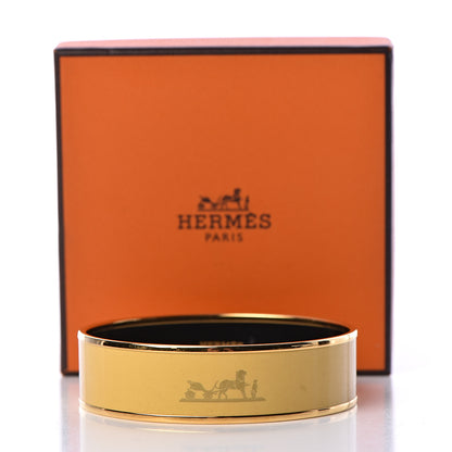 Hermes Enamel Printed Wide Caleche Bracelet 70 Jaune De Mars 6 of 6