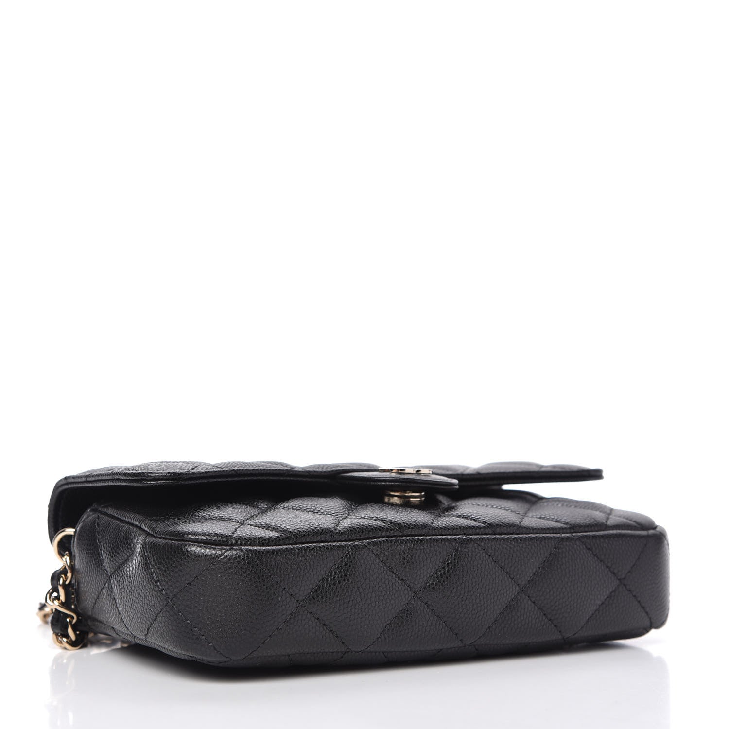 Chanel Caviar Quilted Flap Phone Holder With Chain Black 4 of 12
