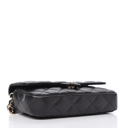 Chanel Caviar Quilted Flap Phone Holder With Chain Black 4 of 12