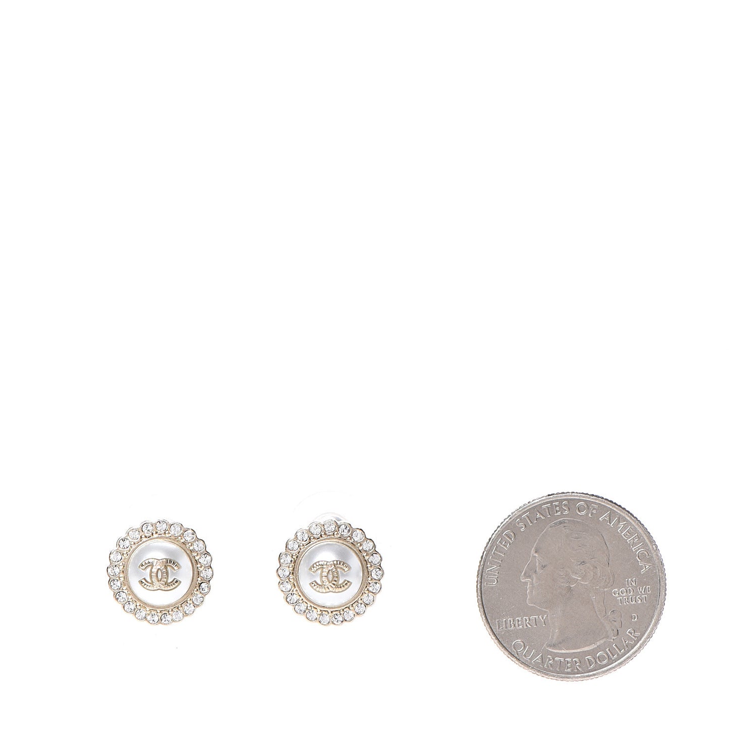 Pearl Crystal CC Earrings Gold