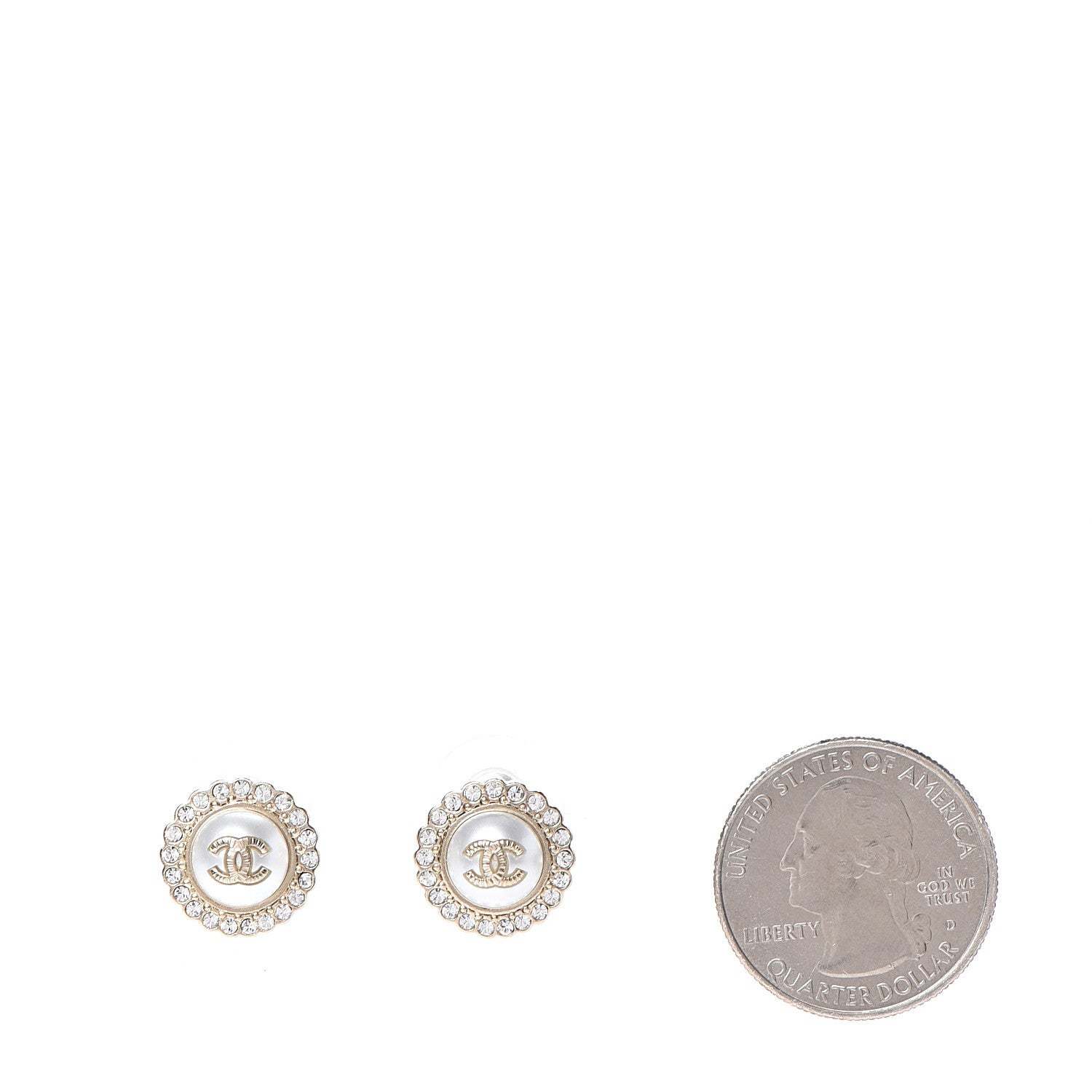 Chanel Pearl Crystal CC Earrings Gold 2 of 5