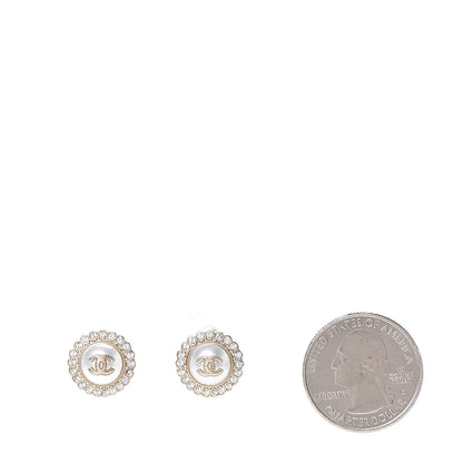 Chanel Pearl Crystal CC Earrings Gold 2 of 5