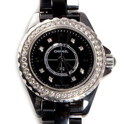 Chanel Stainless Steel Ceramic Diamond Bezel 29mm J12 Quartz Watch Black 1 of 7