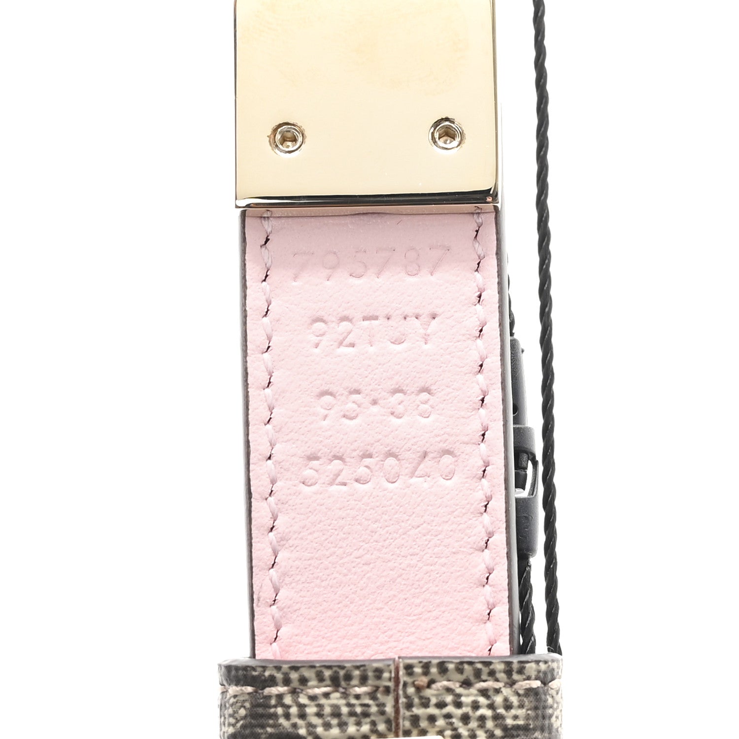 Gucci GG Supreme Monogram Plutone Calfskin Double G 20mm Belt 95 38 Beige Ebony Pink Blue 3 of 4