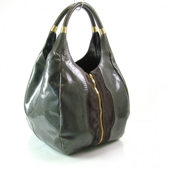 Patent Suede Mandah Tote Grey