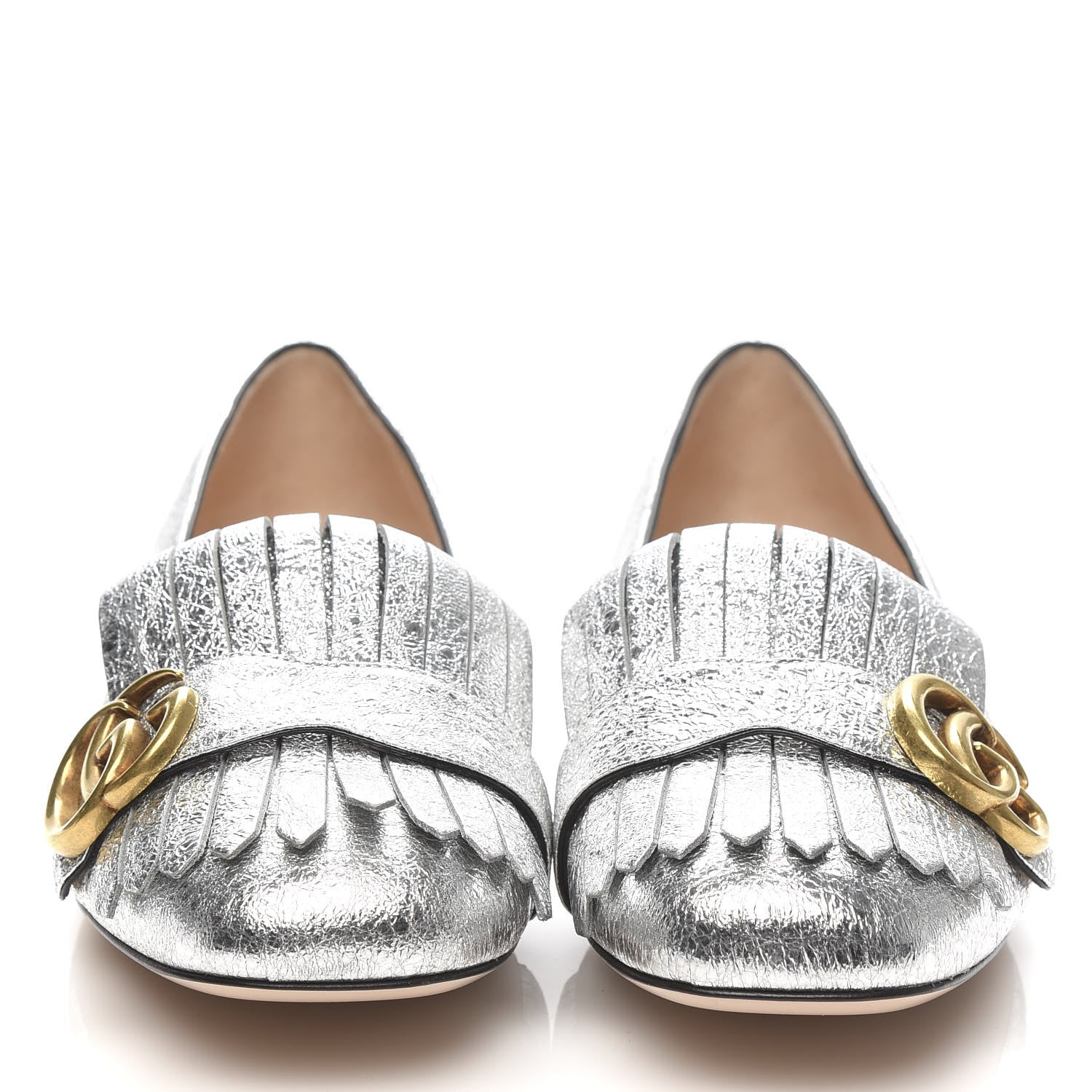 Gucci Galassia GG Marmont Fringe Flats 39 Argento 2 of 9