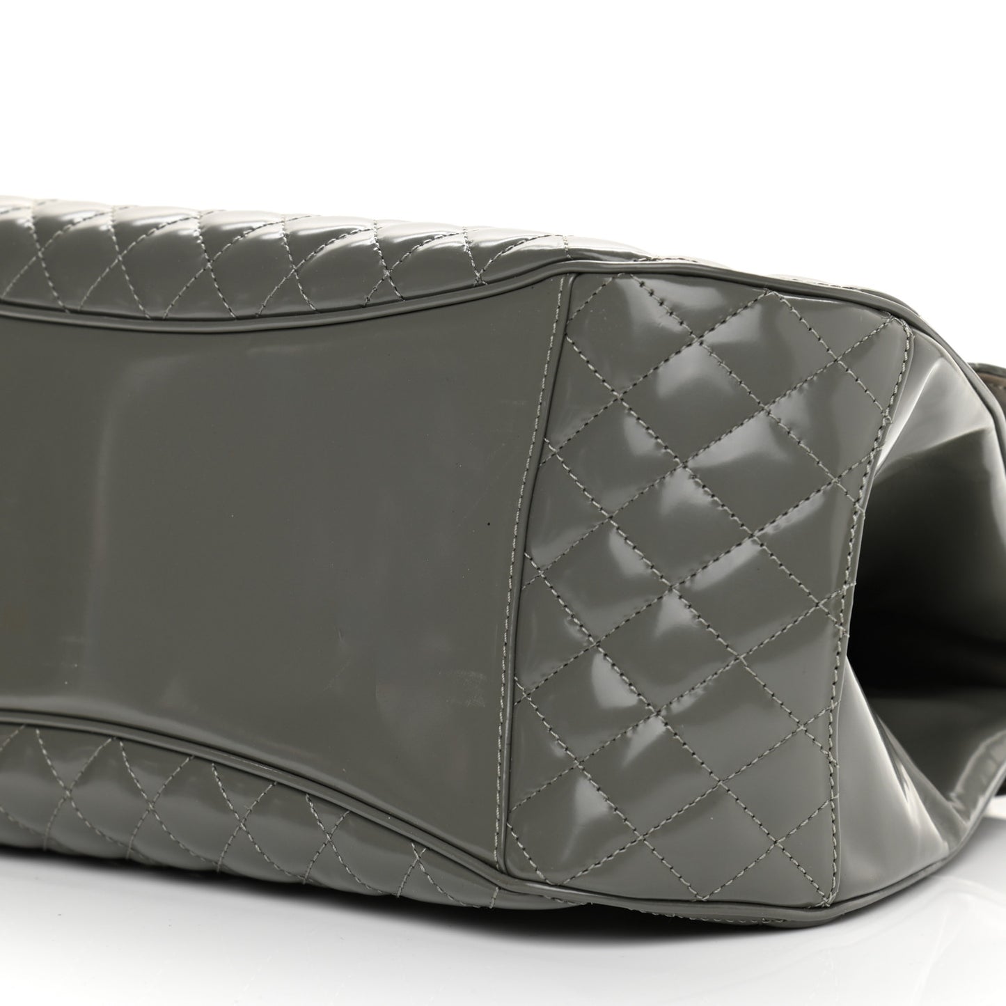 Glazed Calfskin Mademoiselle Lock Kelly Flap Bag Grey
