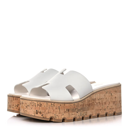 Hermes Calfskin Cork Eze 30 Sandals 41 White 3 of 9