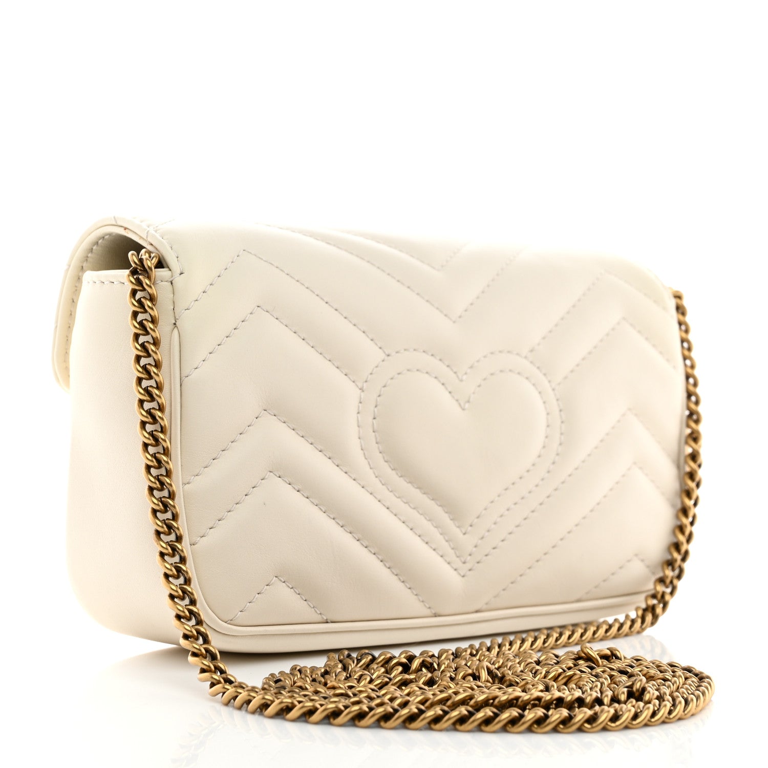 Gucci Calfskin Matelasse Super Mini GG Marmont Shoulder Bag White 2 of 10