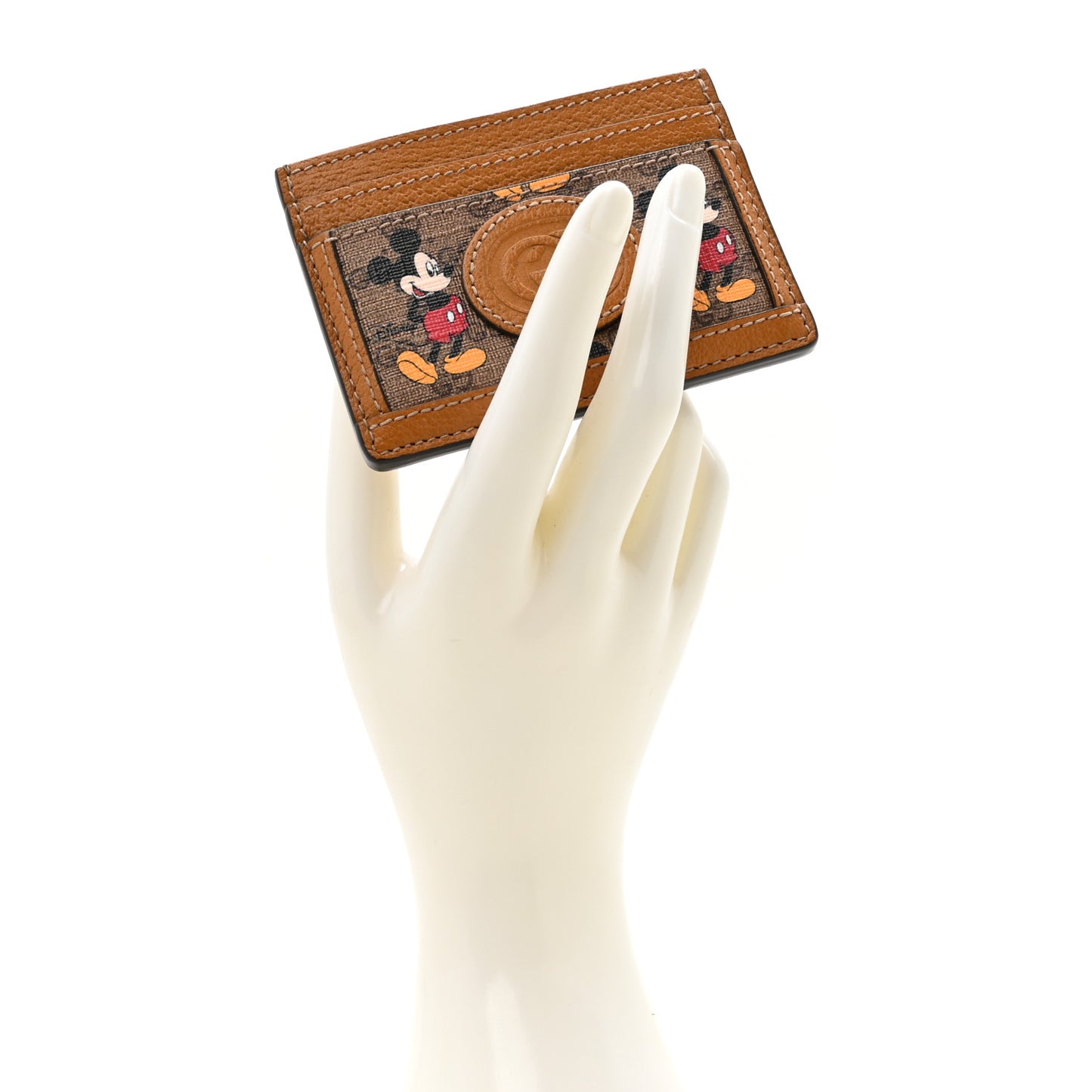 X DISNEY Mini Vintage GG Supreme Monogram Mickey Mouse Card Holder Beige Vintage Sun Oil