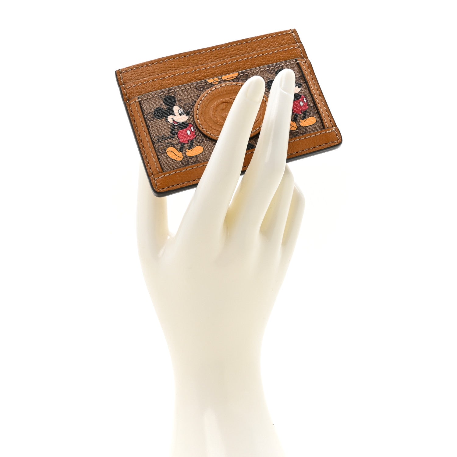 Gucci X DISNEY Mini Vintage GG Supreme Monogram Mickey Mouse Card Holder Beige Vintage Sun Oil 2 of 9
