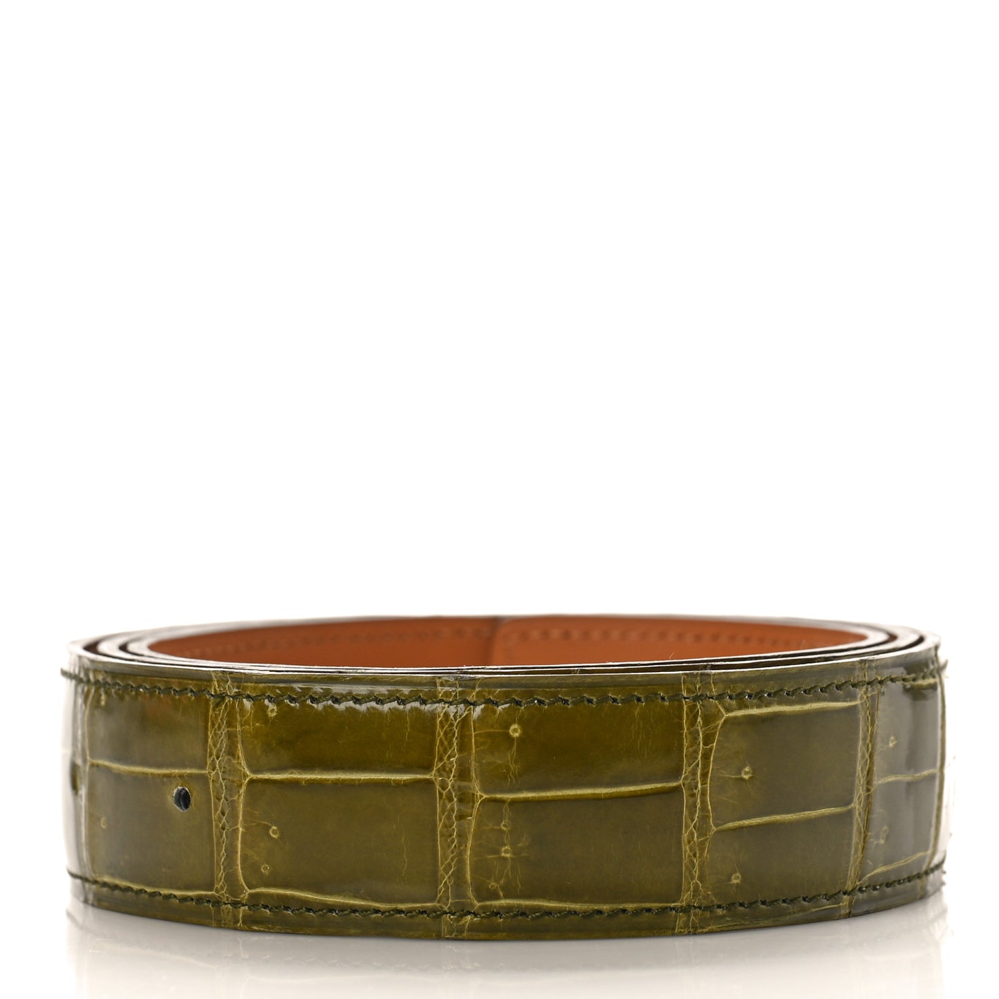 Shiny Porosus Crocodile 32mm Belt Strap 90 36 Vert Anis