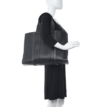 Chloe Calfskin Large Woody Tote Black 2 of 11