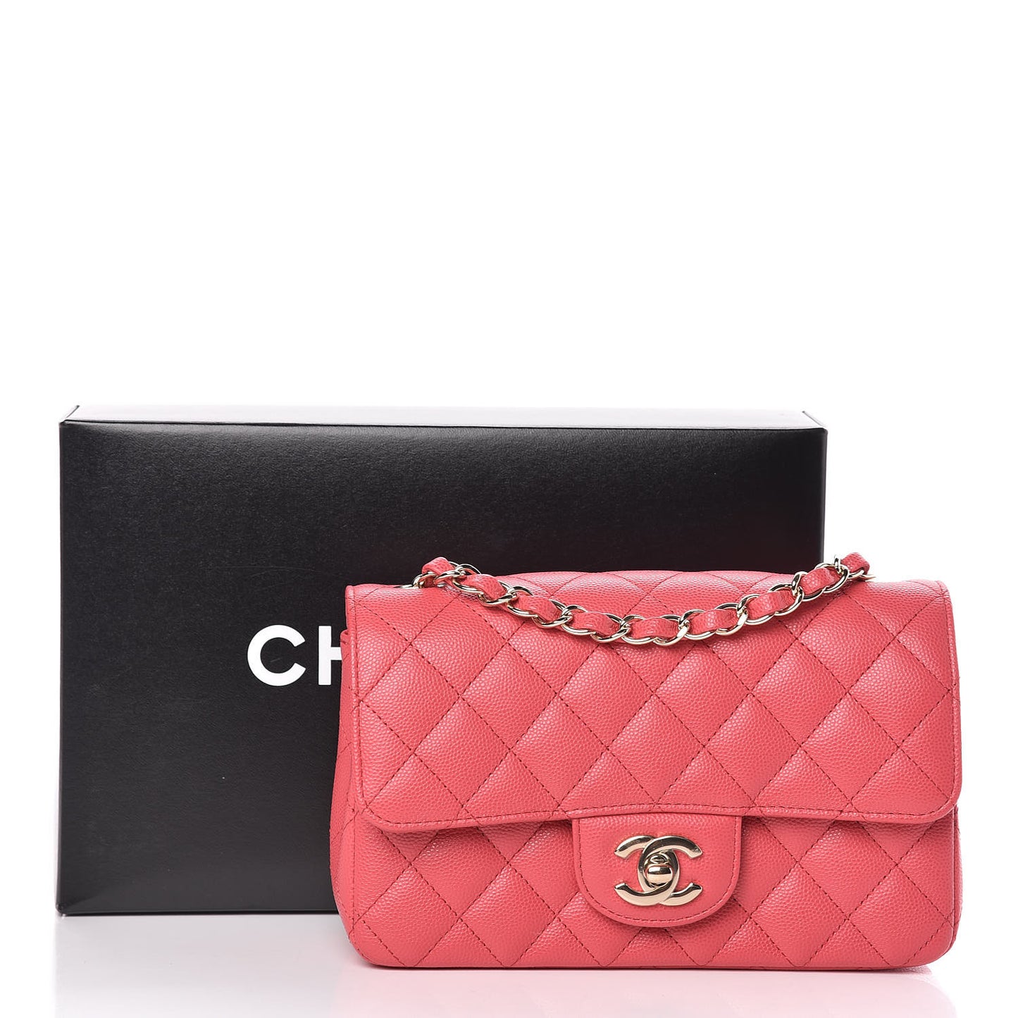 Caviar Quilted Mini Rectangular Flap Dark Pink