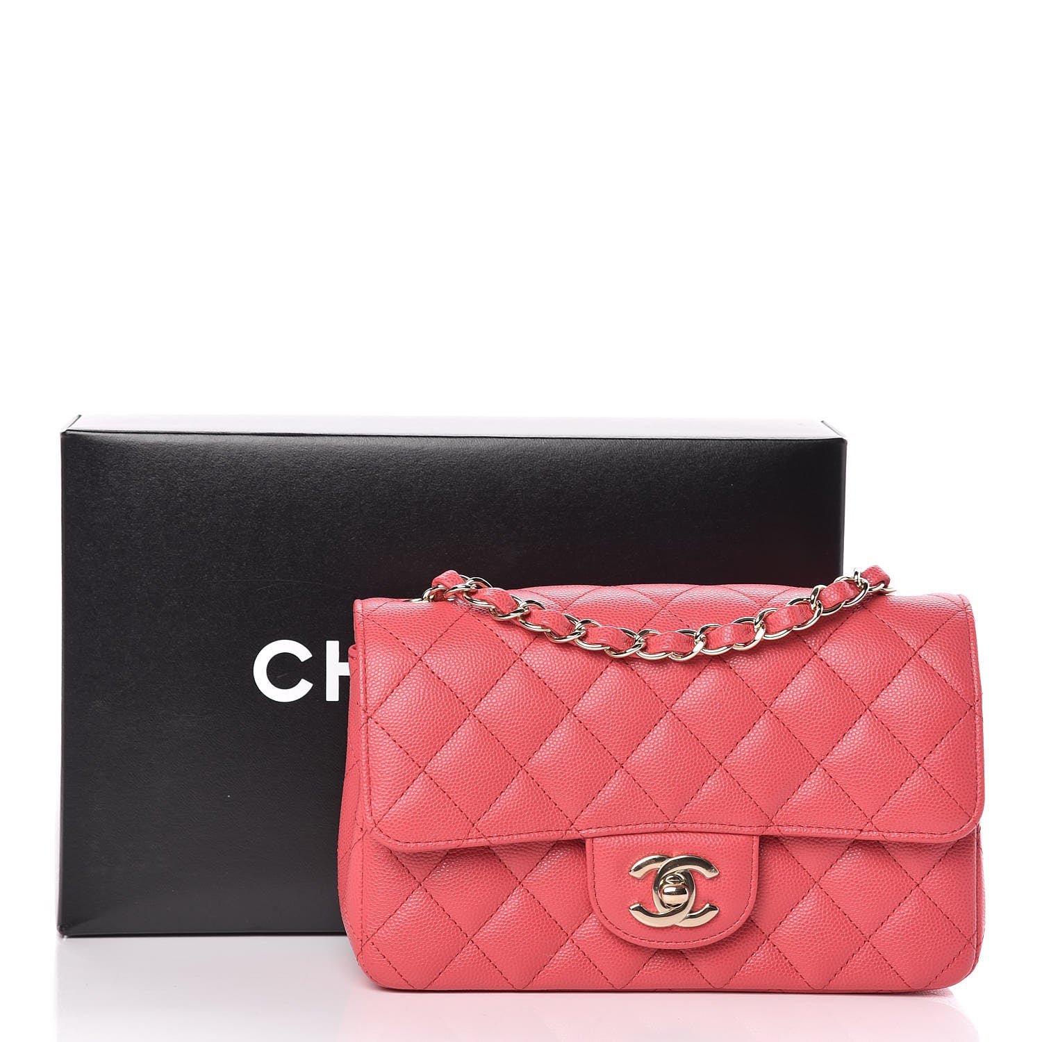 Chanel Caviar Quilted Mini Rectangular Flap Dark Pink 10 of 10