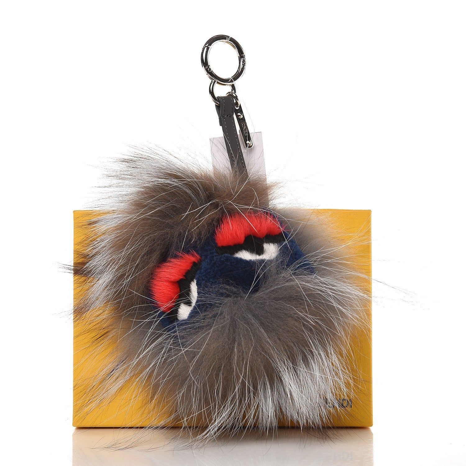 Fendi Fox Mink Rabbit Fur Freak Monster Bag Bug Charm Grey 3 of 3