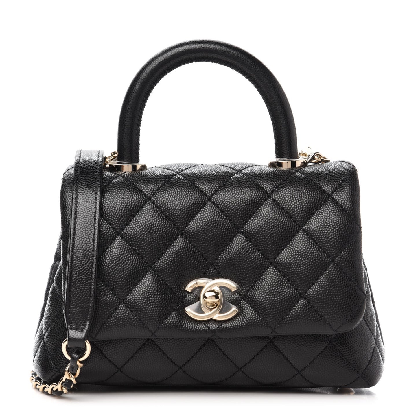 Caviar Quilted Extra Mini Coco Handle Flap Black