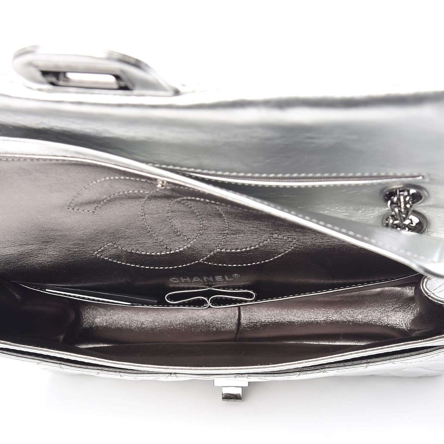 Metallic Aged Calfskin Quilted 2.55 Reissue 226 Flap Silver