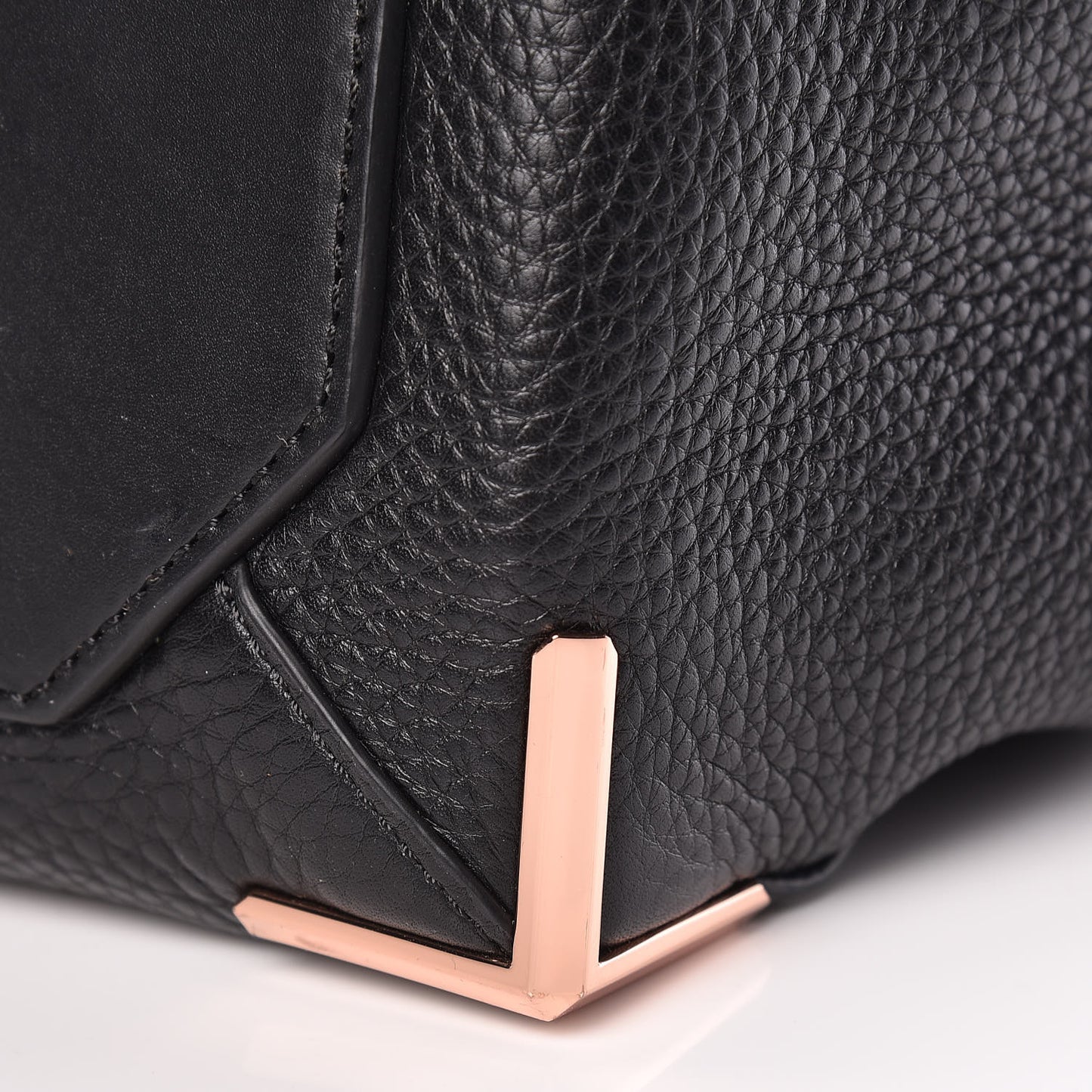 Pebbled Calfskin Large Prisma Skeletal Tote Black Rose Gold Hardware