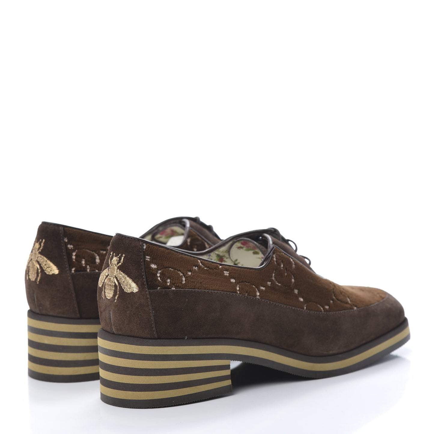 Velvet GG Monogram Thompson Derby Loafers 37 Vintage Cocoa Brown