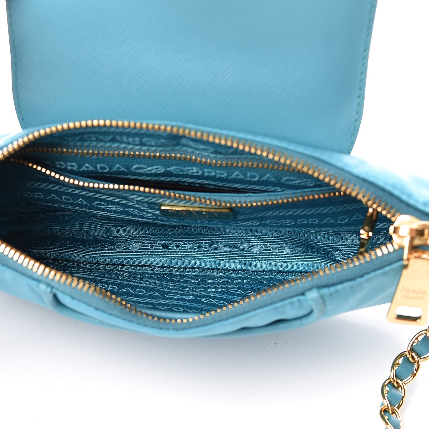 Prada Tessuto Nylon Saffiano Crossbody Bag Turchese 5 of 10