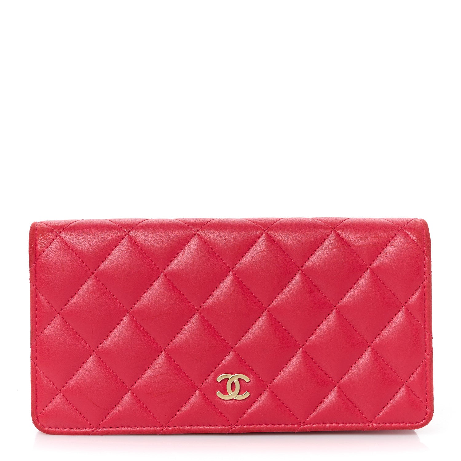 Chanel Lambskin Quilted Yen Wallet Red 1 of 10