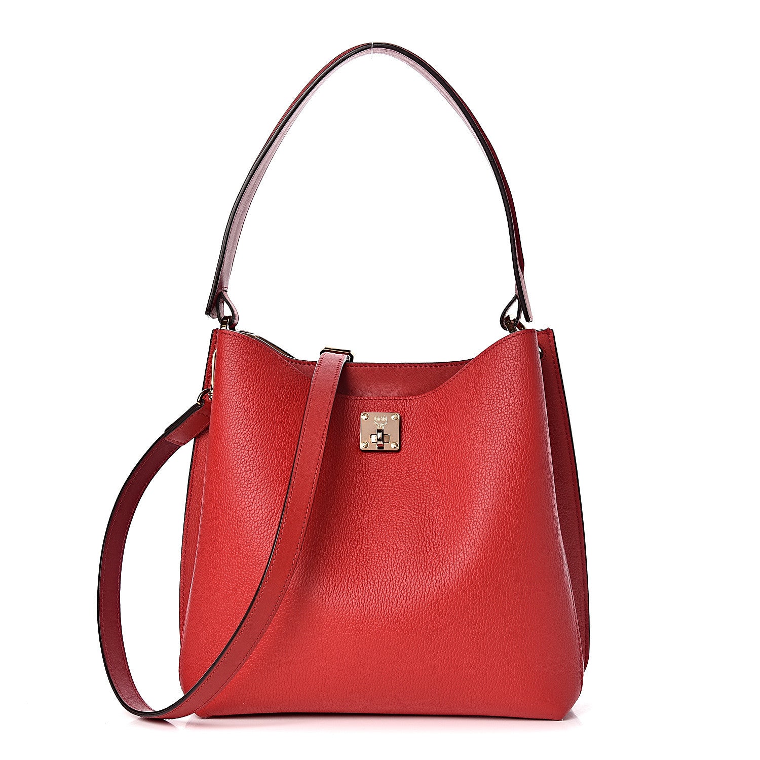 MCM Grained Calfskin Medium Milla Hobo Ruby Red 1 of 11