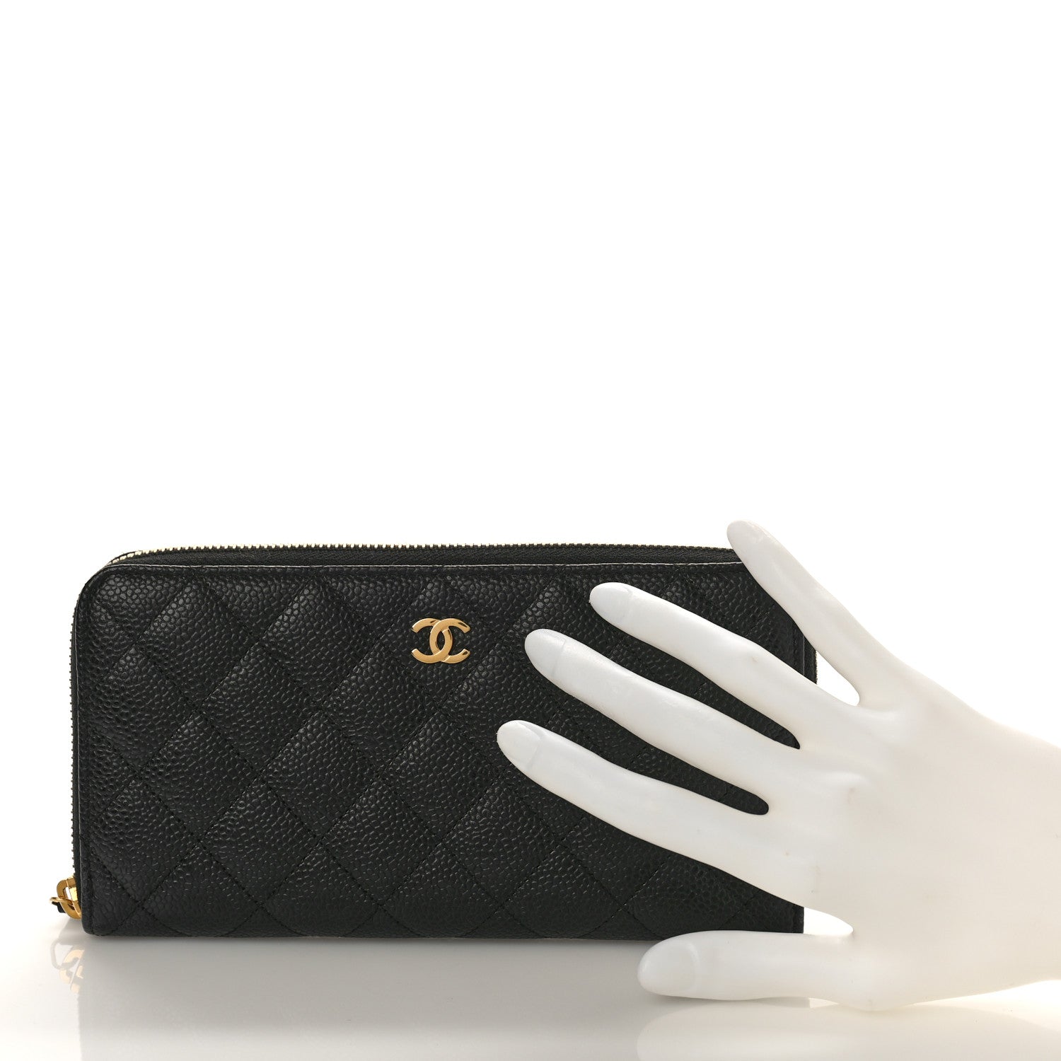 Chanel Caviar Quilted Large Gusset Zip Around Wallet Black 2 of 9