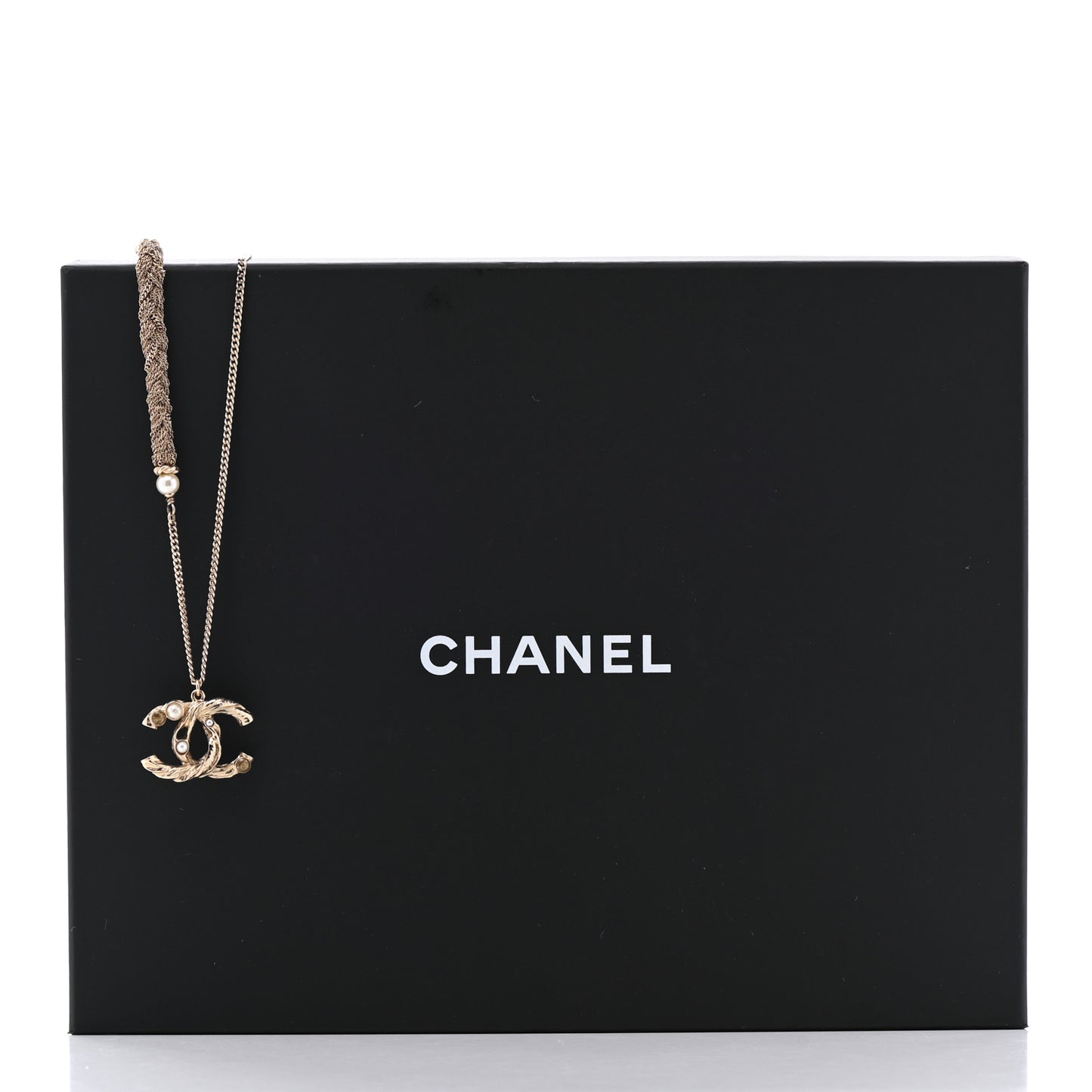 Pearl Crystal CC Bead Necklace Gold