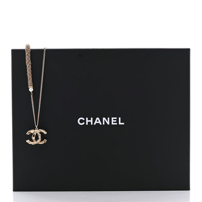 Chanel Pearl Crystal CC Bead Necklace Gold 8 of 8