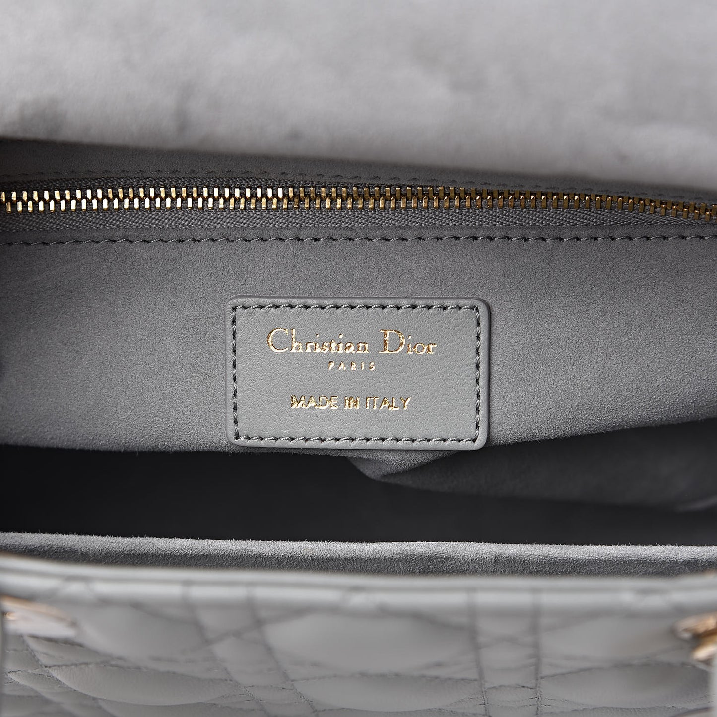 Lambskin Cannage Medium Lady Dior Grey