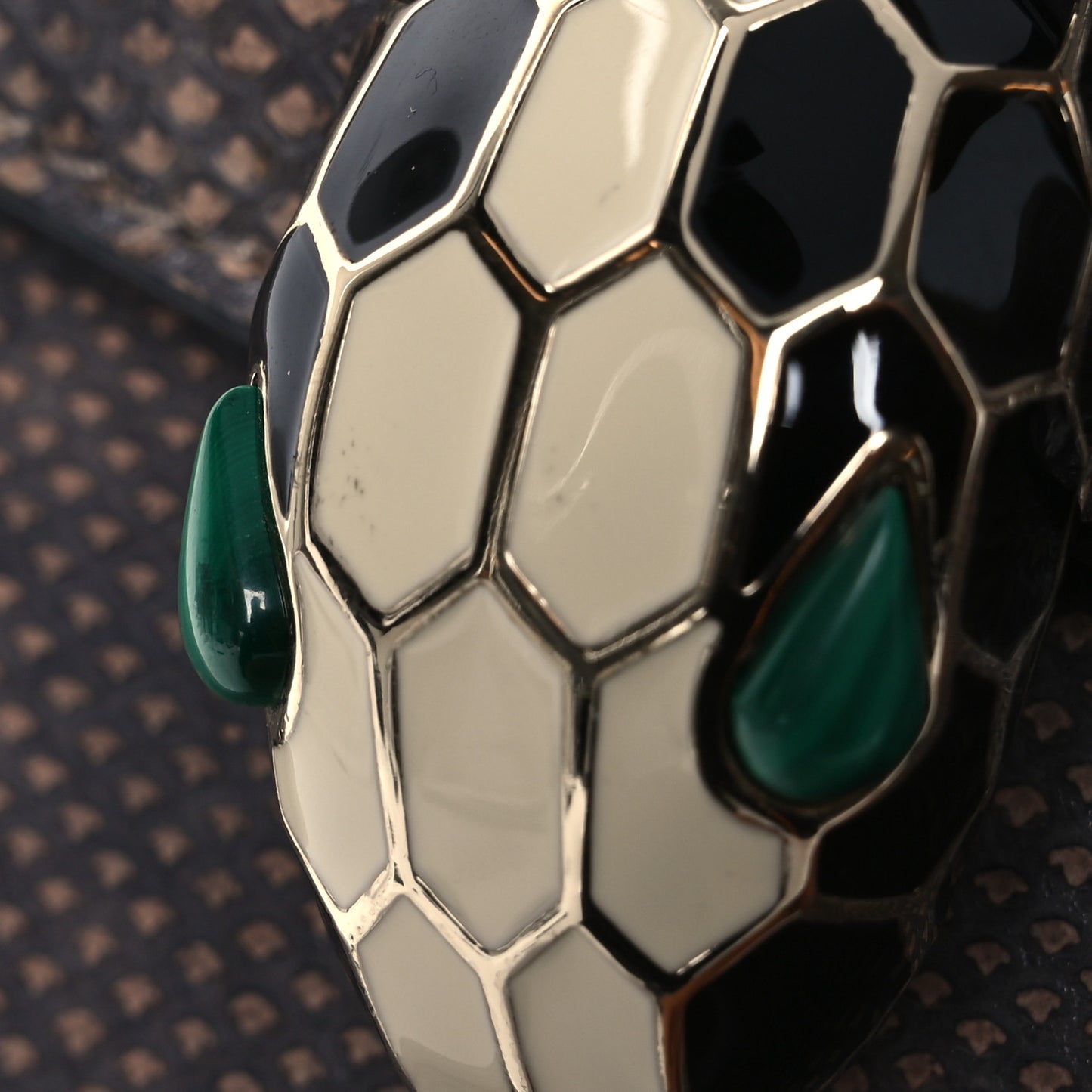 Shiny Karung Serpenti Forever Top Handle Brown