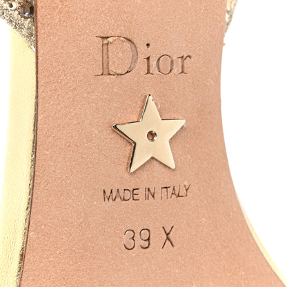 Christian Dior Laminated Calfskin Crystal Embroidered Dway 100mm Sandals 39 Gold 6 of 9